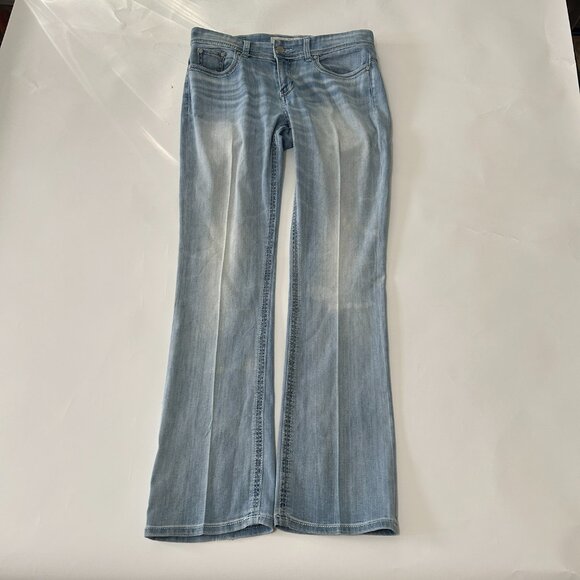 BKE Payton Jeans Womens size 31R Light Wash Boot Cut Stretch distressed ABK1233 - Picture 2 of 16